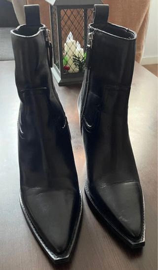 Botines Mango Piel Talla 39 Negro