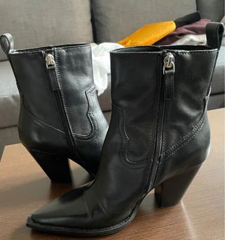 Botines Mango Piel Talla 39 Negro