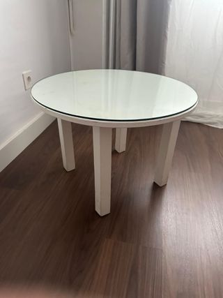 Mesita baja redonda con cristal