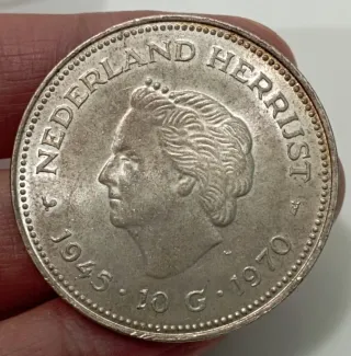 Paesi Bassi 10 Gulden Argento 1970