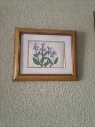 2 Cuadros Flores Moradas y Verdes