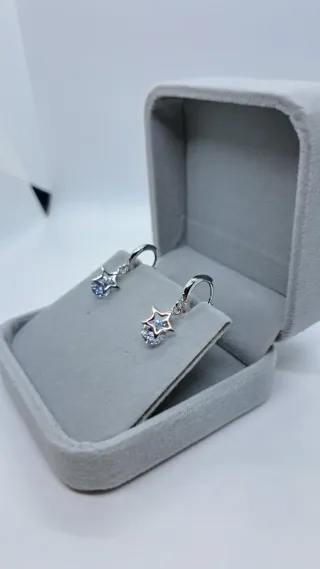 Pendientes Aro Circonita y Estrella Plata 925