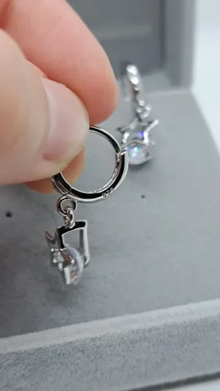 Pendientes Aro Circonita y Estrella Plata 925