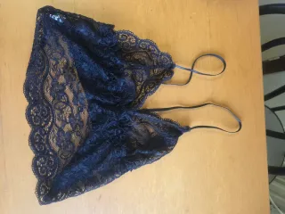 Conjunto lencería negro y rosa encaje