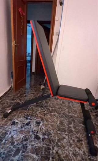 Banco de musculación y mancuernas 50kg