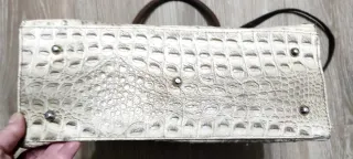 Bolso italiano Piel Cocodrilo Beige y Marrón