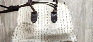 Bolso italiano Piel Cocodrilo Beige y Marrón