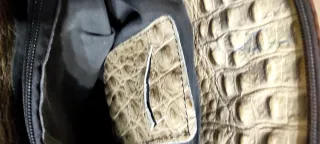 Bolso italiano Piel Cocodrilo Beige y Marrón