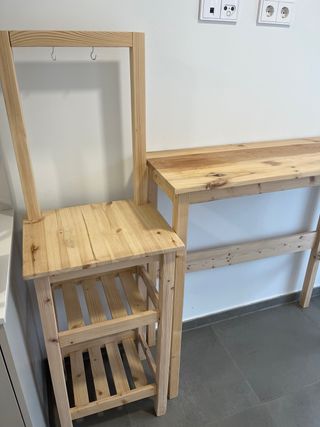 Conjunto Mesa Alta y Mesa Cafetera Madera