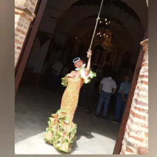 Traje de Flamenca Naranja y Verde
