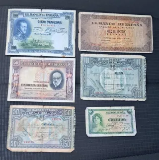 Lote 6 Billetes Españoles Pesetas