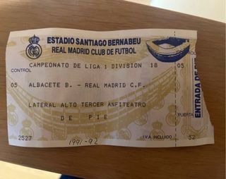 Entrada Real Madrid vs Albacete 91/92