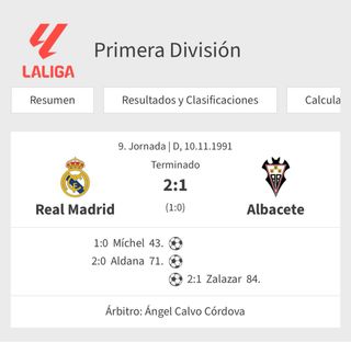 Entrada Real Madrid vs Albacete 91/92