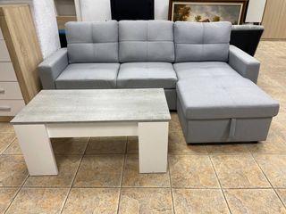 Sofá Cama Chaise Longue + Mesa Centro Elevable