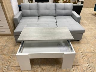 Sofá Cama Chaise Longue + Mesa Centro Elevable
