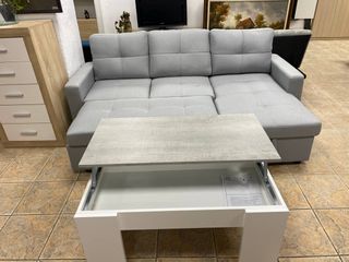 Sofá Cama Chaise Longue + Mesa Centro Elevable
