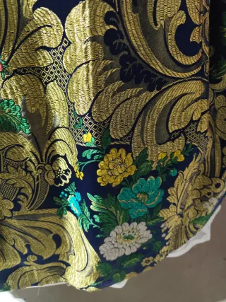 Falda Fallera Brocada Azul y Dorado