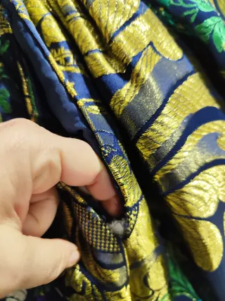 Falda Fallera Brocada Azul y Dorado