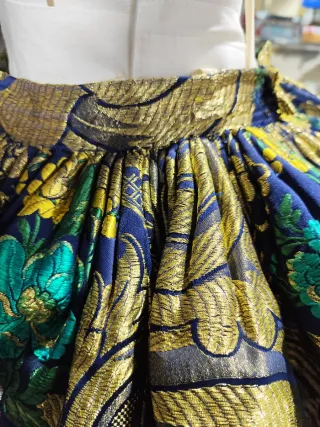 Falda Fallera Brocada Azul y Dorado