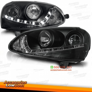 FAROS VW GOLF MK5 03-08 LUZ DIURNA LED FONDO NEGR