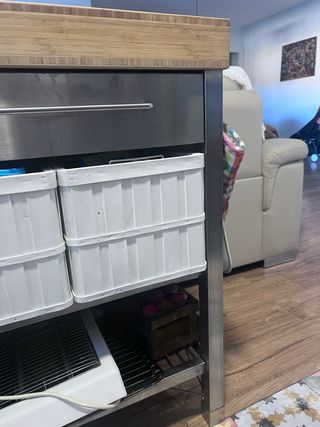 Mesa de trabajo Rimforsa acero inoxidable/bambú