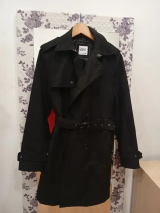 Gabardina Zara Negra Talla L/40