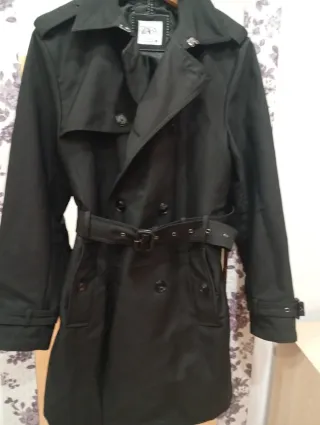 Gabardina Zara Negra Talla L/40