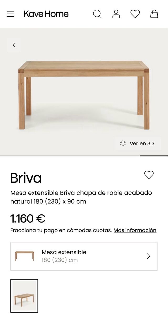 Mesa de comedor Kave Home madera