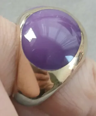 Anillo CH Plata 925 Baño Oro detalles moradas