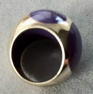 Anillo CH Plata 925 Baño Oro detalles moradas