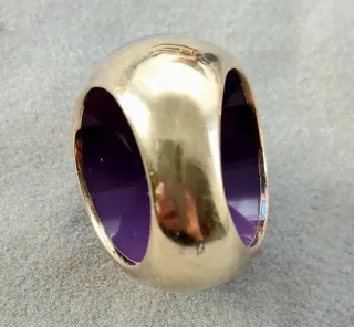 Anillo CH Plata 925 Baño Oro detalles moradas