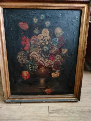 Cuadro Antiguo bodegón floral xvii-xviii