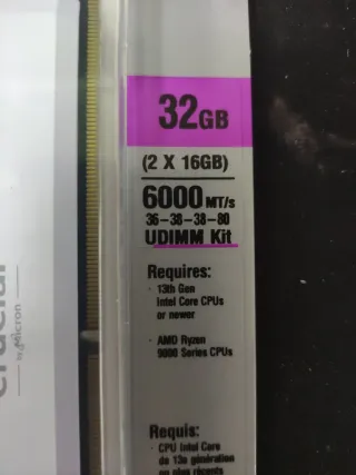 2x16GB DDR5 6000MHz Crucial RAM