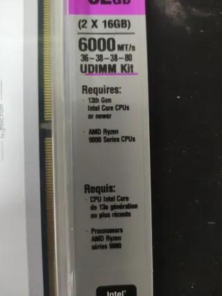 2x16GB DDR5 6000MHz Crucial RAM