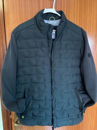 Cazadora hombre negra con mangas de punto Talla 56