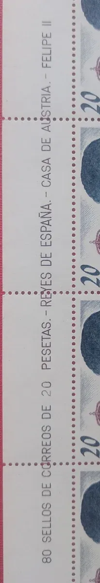 80 Sellos España 20 Pts. Felipe II Casa de Austria