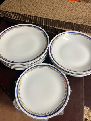 Set x6 persone piatti porcellana Bohême blu e oro