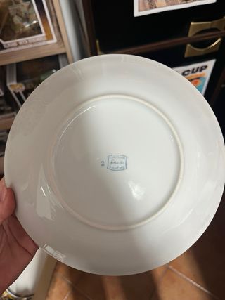 Set x6 persone piatti porcellana Bohême blu e oro