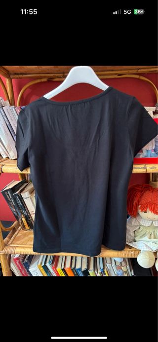 T-shirt Abthesis nera con cuore gioiello taglia L