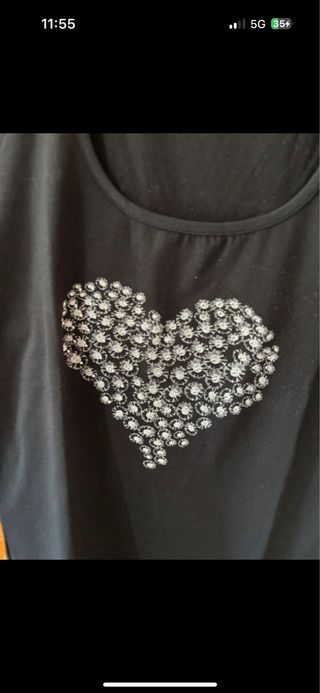 T-shirt Abthesis nera con cuore gioiello taglia L