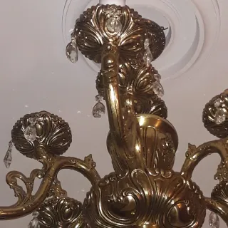 Lámpara de techo de bronce y cristal