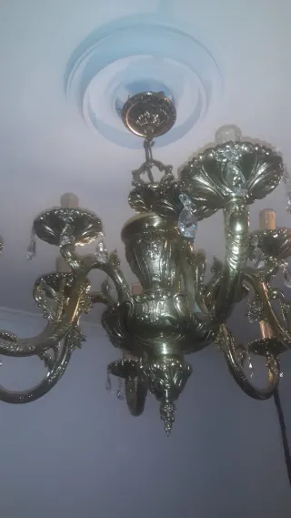 Lámpara de techo de bronce y cristal