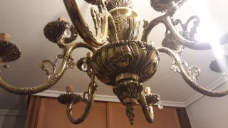 Lámpara de techo de bronce y cristal