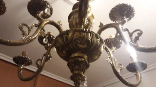 Lámpara de techo de bronce y cristal