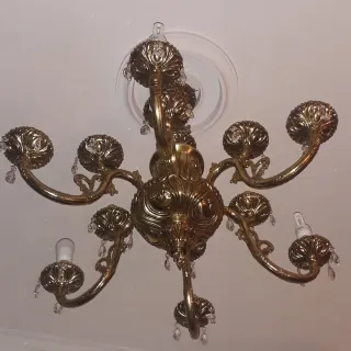 Lámpara de techo de bronce y cristal