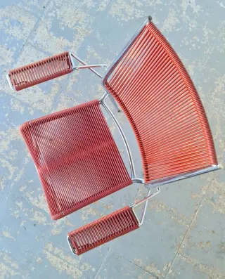 Silla scoubidou francesa. Vintage, 70s.
