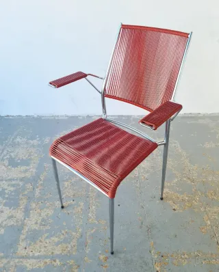 Silla scoubidou francesa. Vintage, 70s.