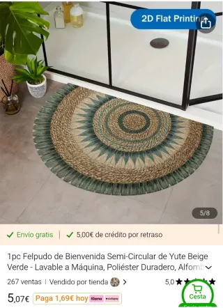 Tappeto in finto juta Temu Marrone e Turchese