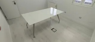 Mesa cristal ácido y acero inoxidable