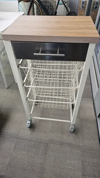 Carro auxiliar cocina madera y metal